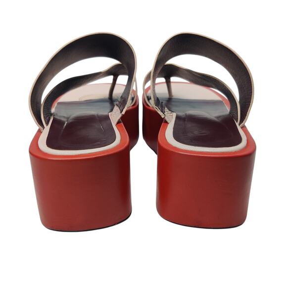 Staud Fly Chunky Platform Slide Sandal Red Pink Colorblock Goat Leather 37 / 7 - Picture 4 of 16